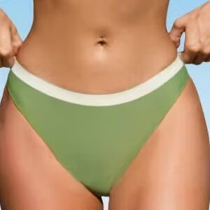 NWT Cupshe Green Bikini Bottom with White Band, Small